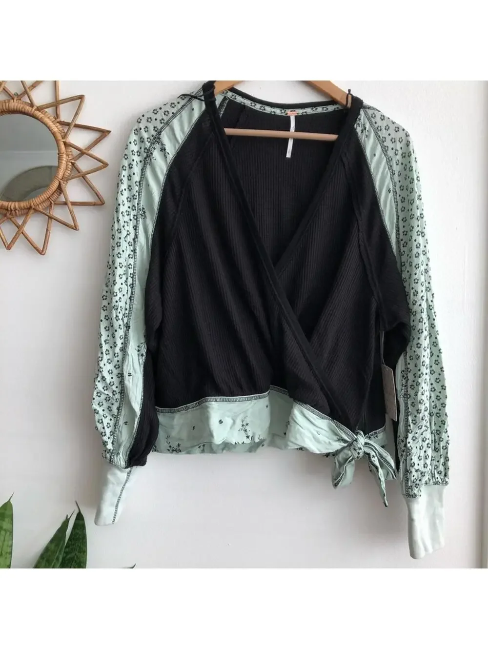 NWT Free People Auxton Thermal Kimono Style Top Women's Size S Boho Chic